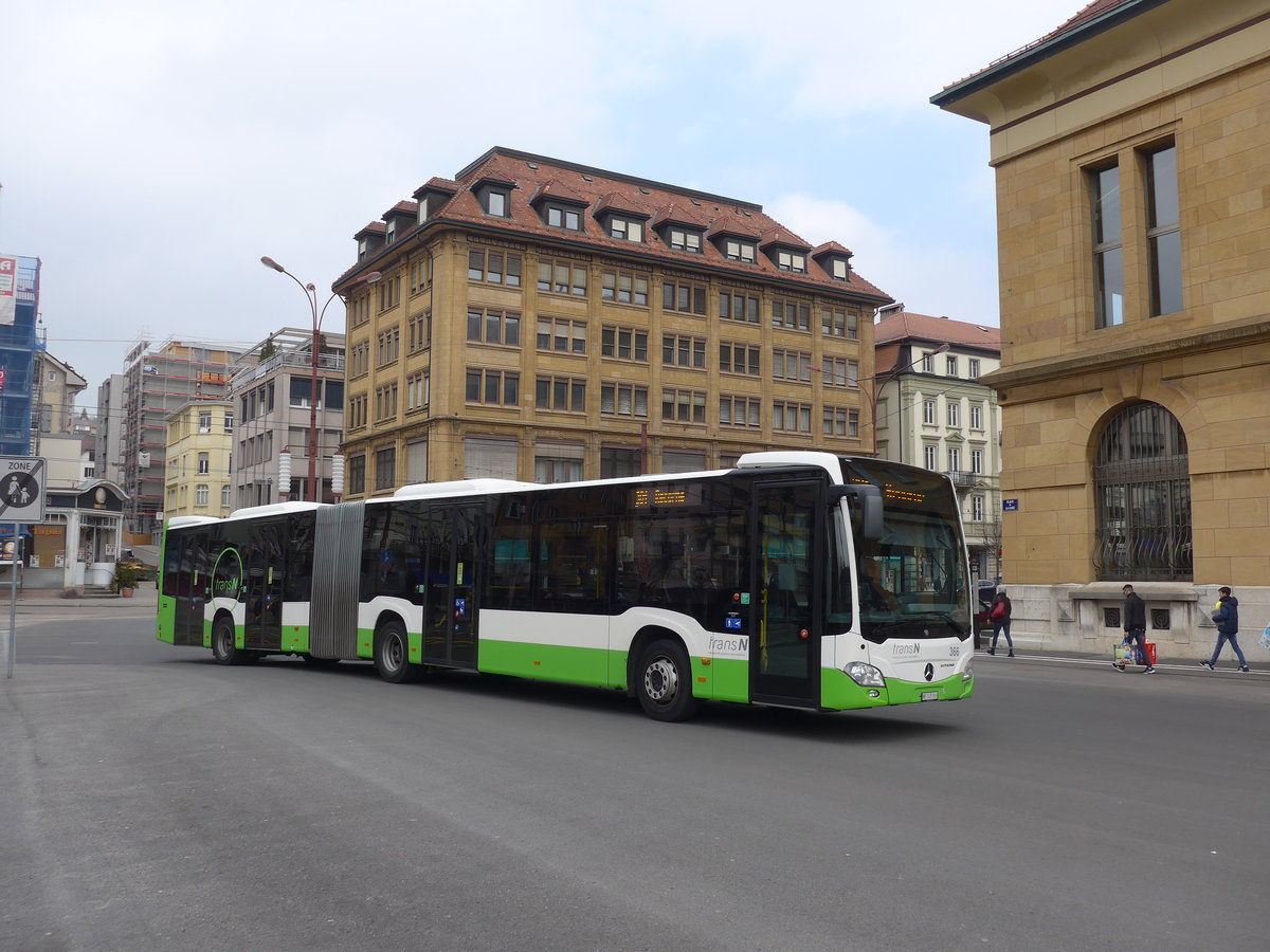 (203'607) - transN, La Chaux-de-Fonds - Nr. 366/NE 145'366 - Mercedes am 13. April 2019 beim Bahnhof La Chaux-de-Fonds