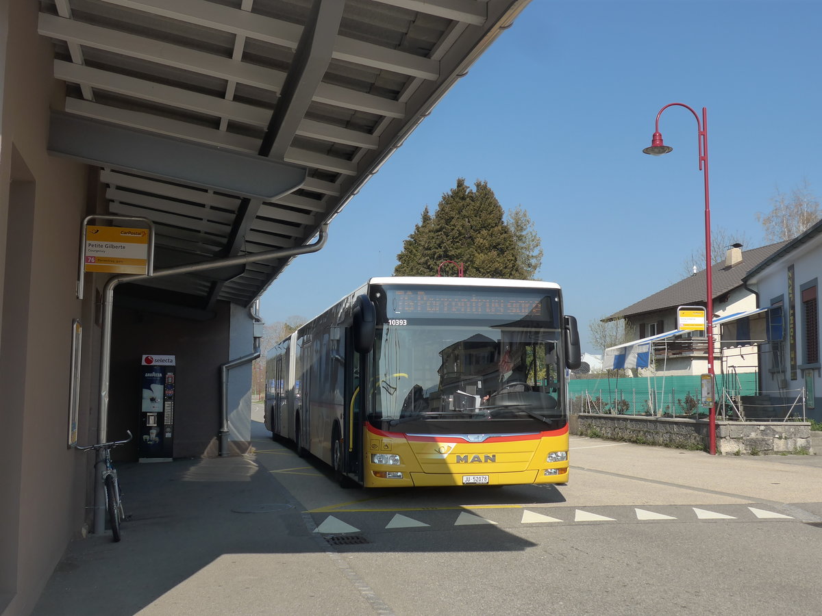 (203'776) - CarPostal Ouest - JU 52'078 - MAN (ex Nr. 78) am 15. April 2019 beim Bahnhof Courgenay