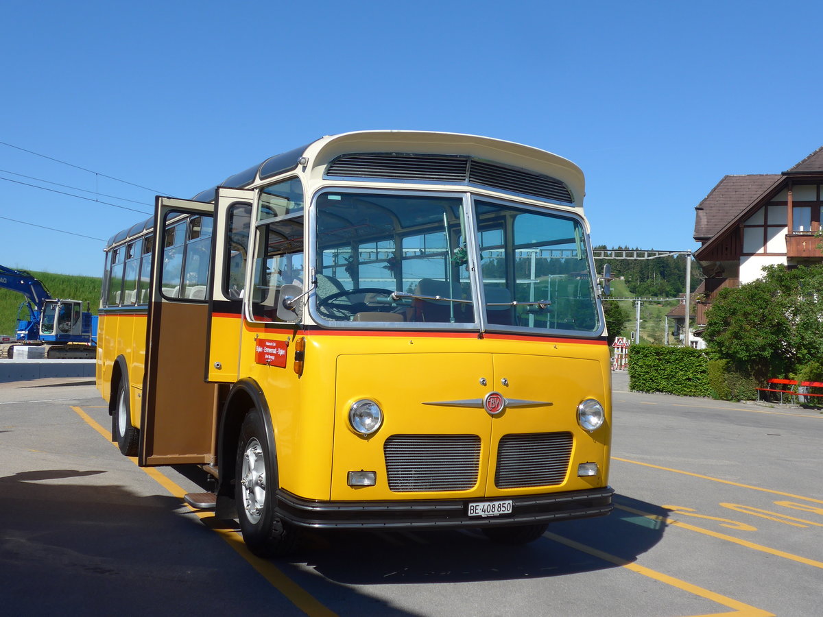 (205'693) - Ott, Ortschwaben - BE 408'850 - FBW/FHS (ex Nef, Hemberg; ex Mathis, Chur; ex P 24'163) am 2. Juni 2019 beim Bahnhof Biglen