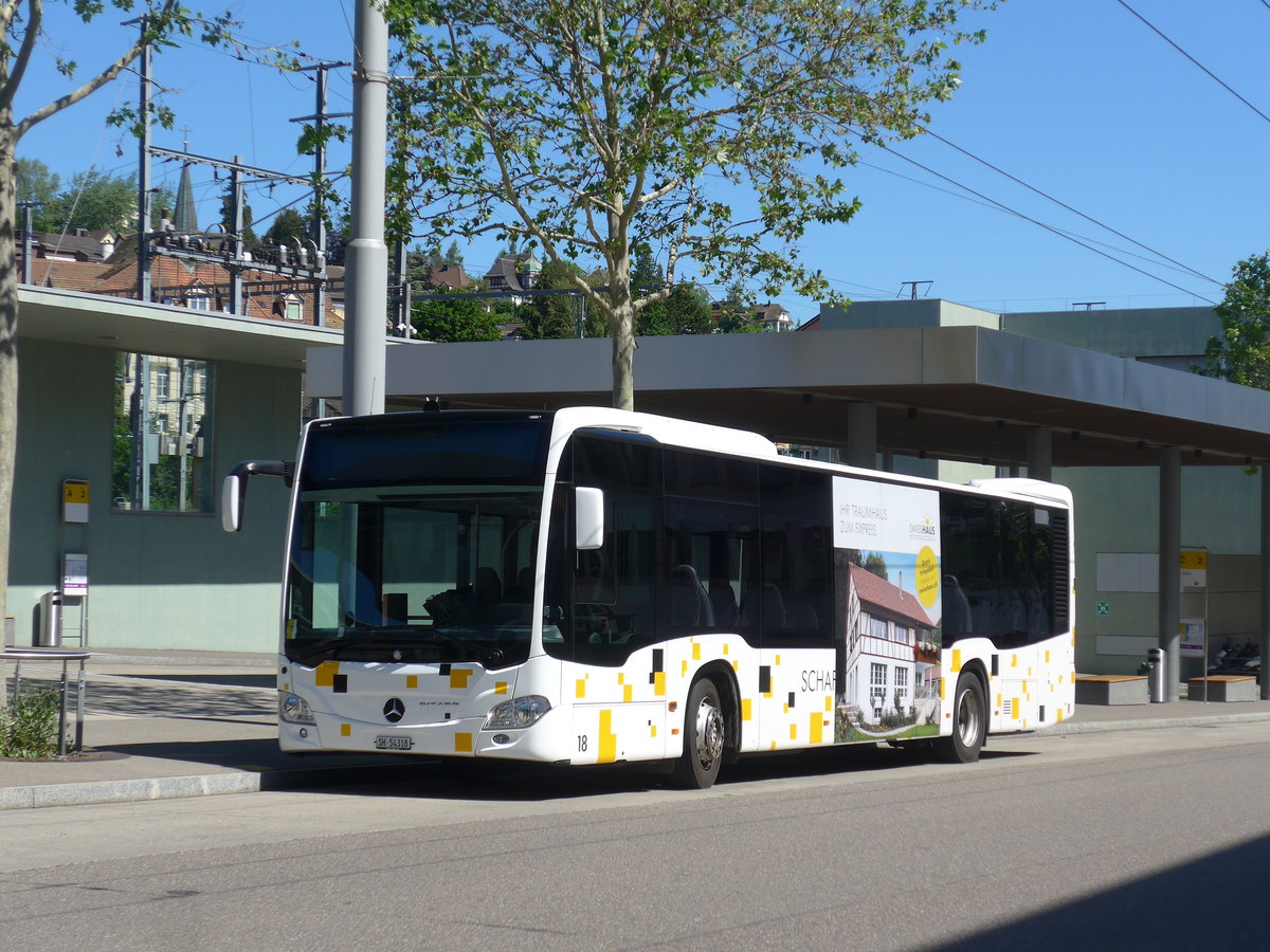 (205'884) - SB Schaffhausen - Nr. 18/SH 54'318 - Mercedes am 8. Juni 2019 beim Bahnhof Schaffhausen