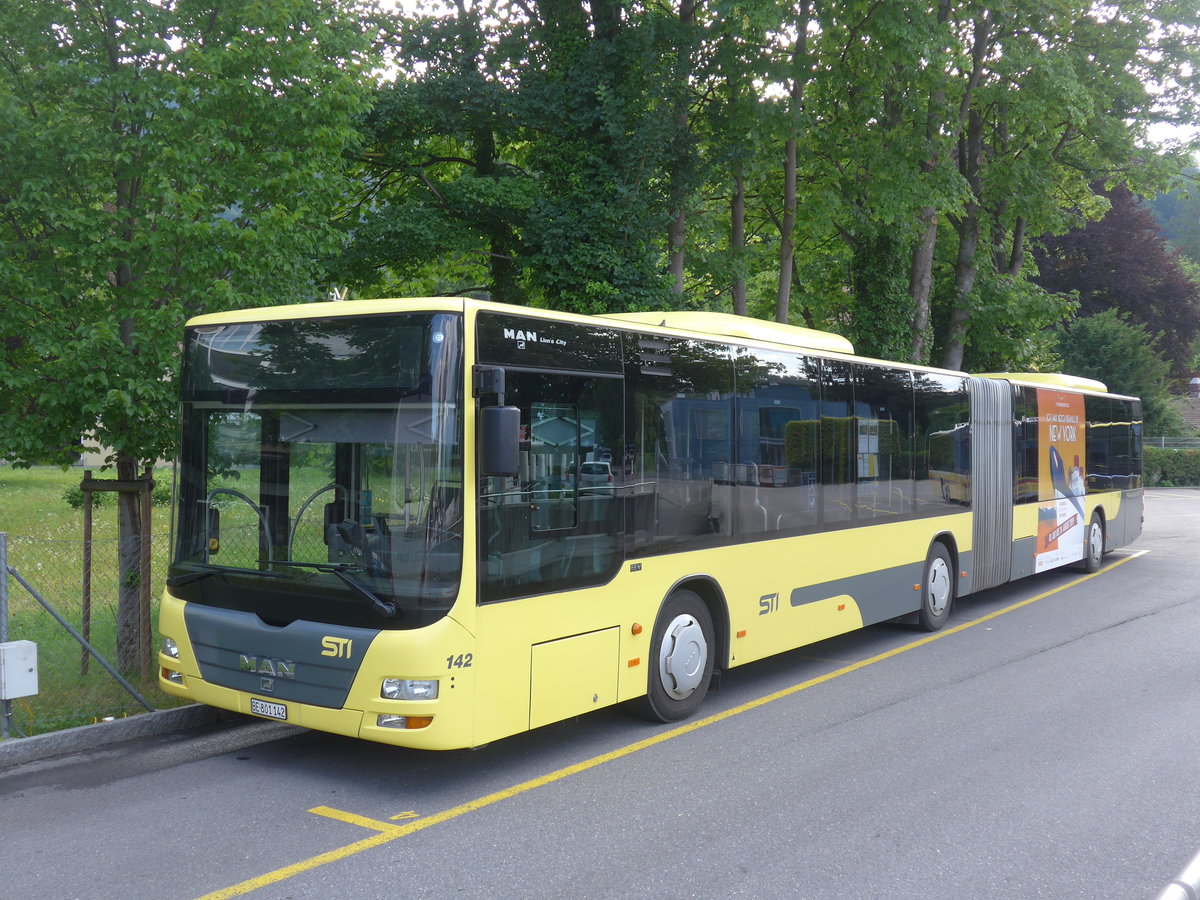 (207'570) - STI Thun - Nr. 142/BE 801'142 - MAN am 8. Juli 2019 bei der Schifflndte Thun