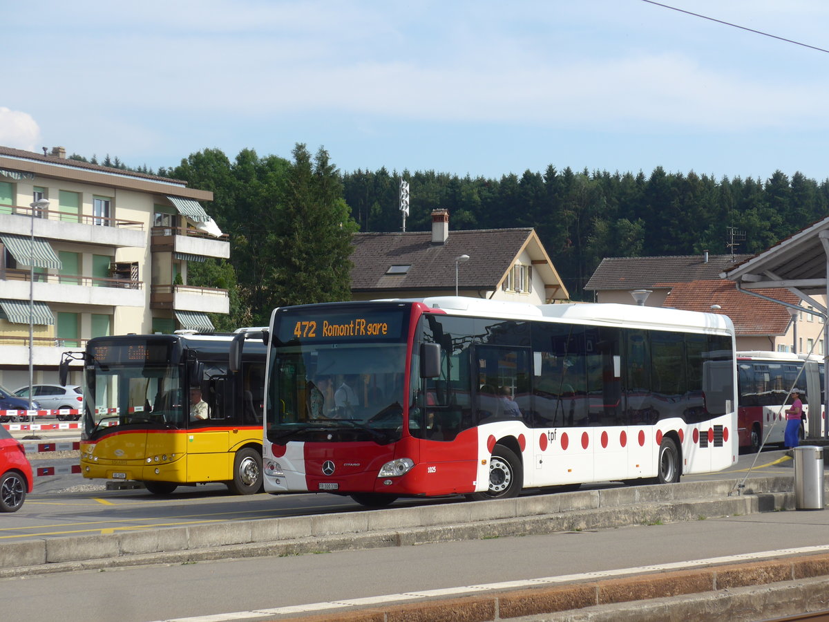 (208'139) - TPF Fribourg - Nr. 1025/FR 300'338 - Mercedes am 22. Juli 2019 beim Bahnhof Palzieux