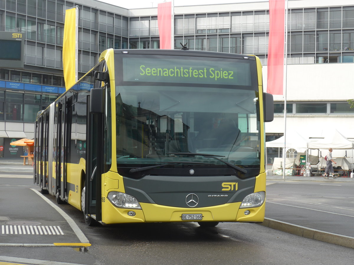 (208'168) - STI Thun - Nr. 168/BE 752'168 - Mercedes am 27. Juli 2019 beim Bahnhof Thun