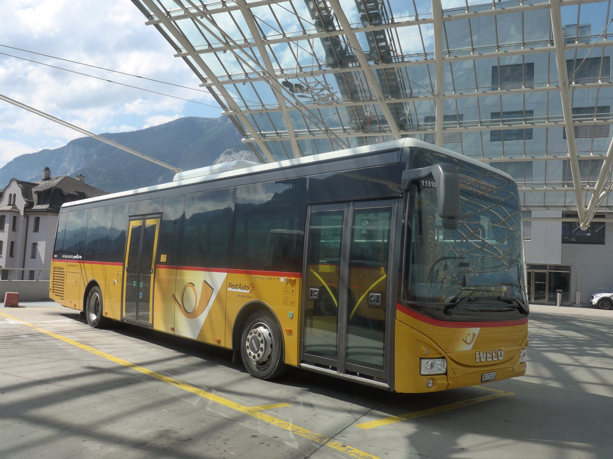 (208'702) - PostAuto Graubnden - GR 170'434 - Iveco (ex Lagerfahrzeug Iveco) am 11. August 2019 in Chur, Postautostation