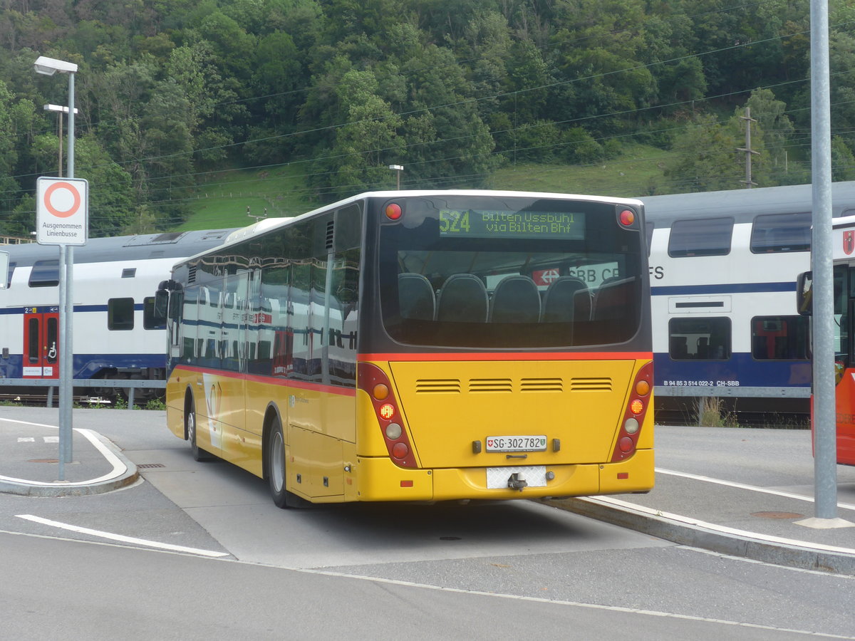 (208'764) - PostAuto Ostschweiz - SG 302'782 - Van Hool (ex Casutt, Gossau) am 17. August 2019 beim Bahnhof Ziegelbrcke