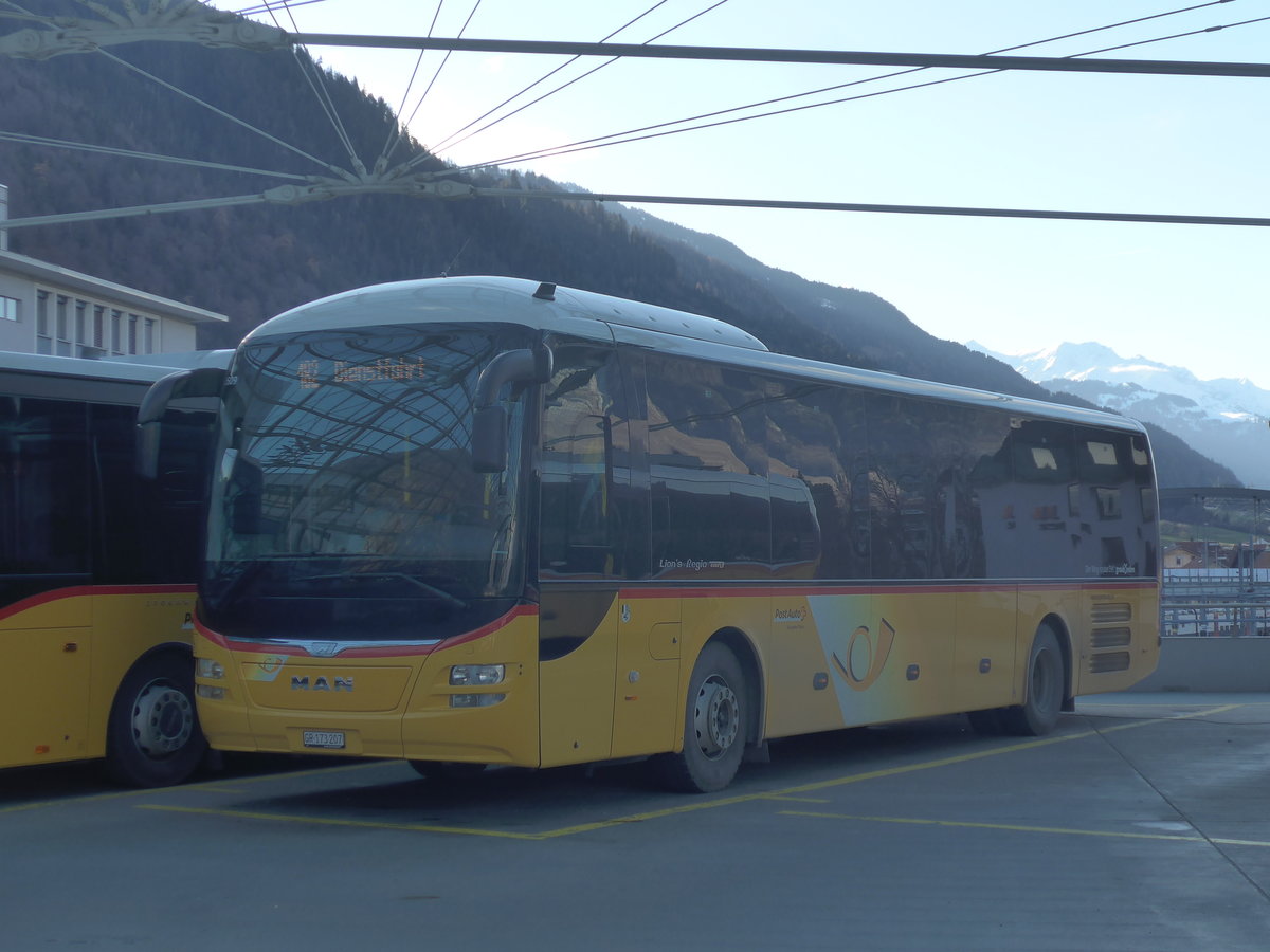 (212'642) - PostAuto Graubnden - GR 173'207 - MAN am 7. Dezember 2019 in Chur, Postautostation