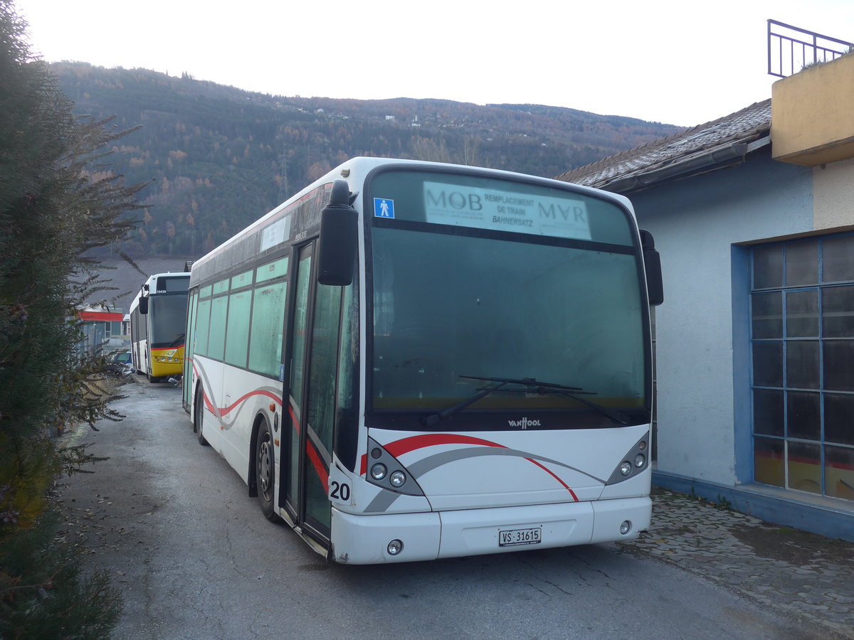 (212'702) - Lathion, Sion - Nr. 20/VS 31'615 - Van Hool (ex CAM Monaco/MC) am 8. Dezember 2019 in Sion, Garage