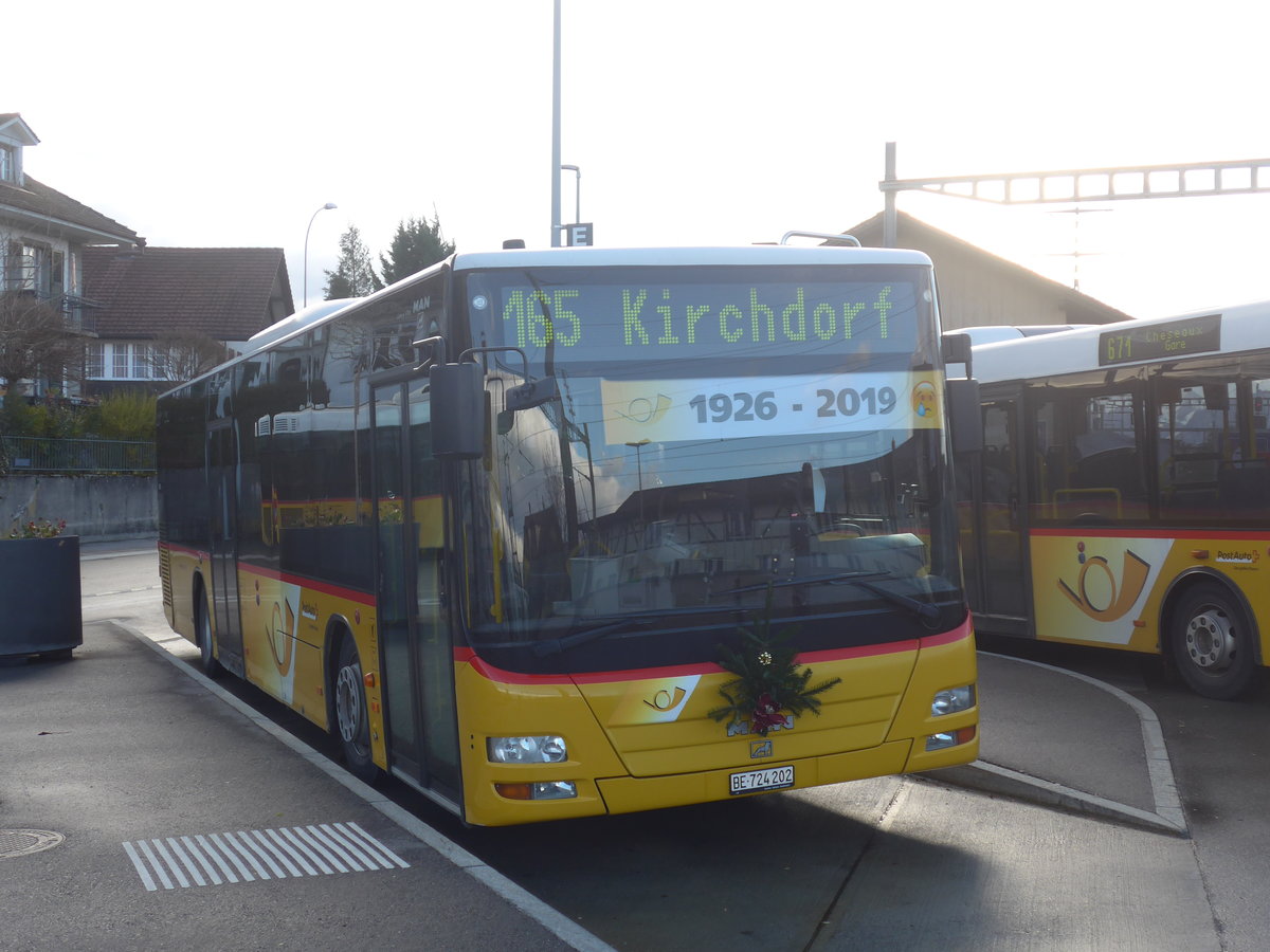 (212'922) - PostAuto Bern - Nr. 202/BE 724'202 - MAN (ex RBS Worblaufen Nr. 202) am 14. Dezember 2019 beim Bahnhof Mnsingen