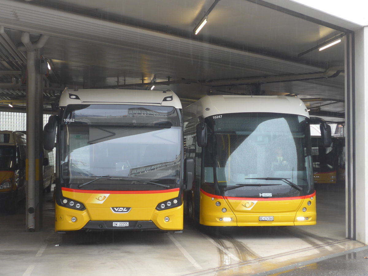 (213'063) - PostAuto Zentralschweiz - OW 22'255 - VDL + PostAuto Bern - BE 474'560 - Hess am 22. Dezember 2019 in Sarnen, Garage