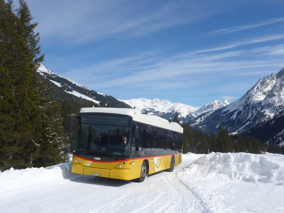 (215'074) - PostAuto Bern - BE 403'166 - Scania/Hess (ex AVG Meiringen Nr. 66; ex Steiner, Messen) am 8. Mrz 2020 in Grindelwald, Alpiglen