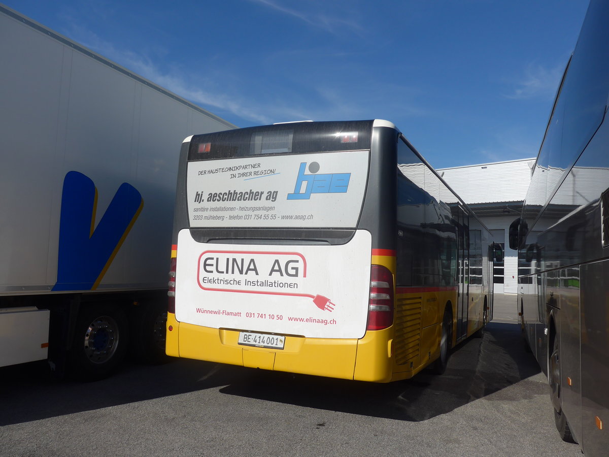 (215'250) - PostAuto Bern - Nr. 1/BE 414'001 - Mercedes (ex Klopfstein, Laupen Nr. 1) am 15. Mrz 2020 in Kerzers, Interbus