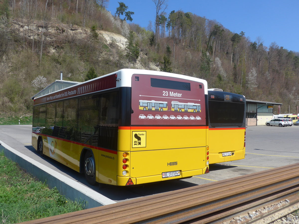 (216'008) - PostAuto Bern - BE 193'594 - Lanz+Marti/Hess Personenanhnger (ex Klopfstein, Laupen) am 11. April 2020 in Laupen, Garage