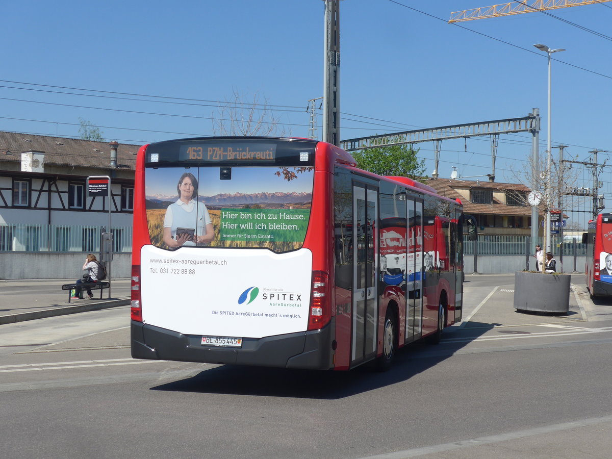 (216'348) - Bernmobil, Bern - Nr. 445/BE 855'445 - Mercedes am 22. April 2020 beim Bahnhof Mnsingen