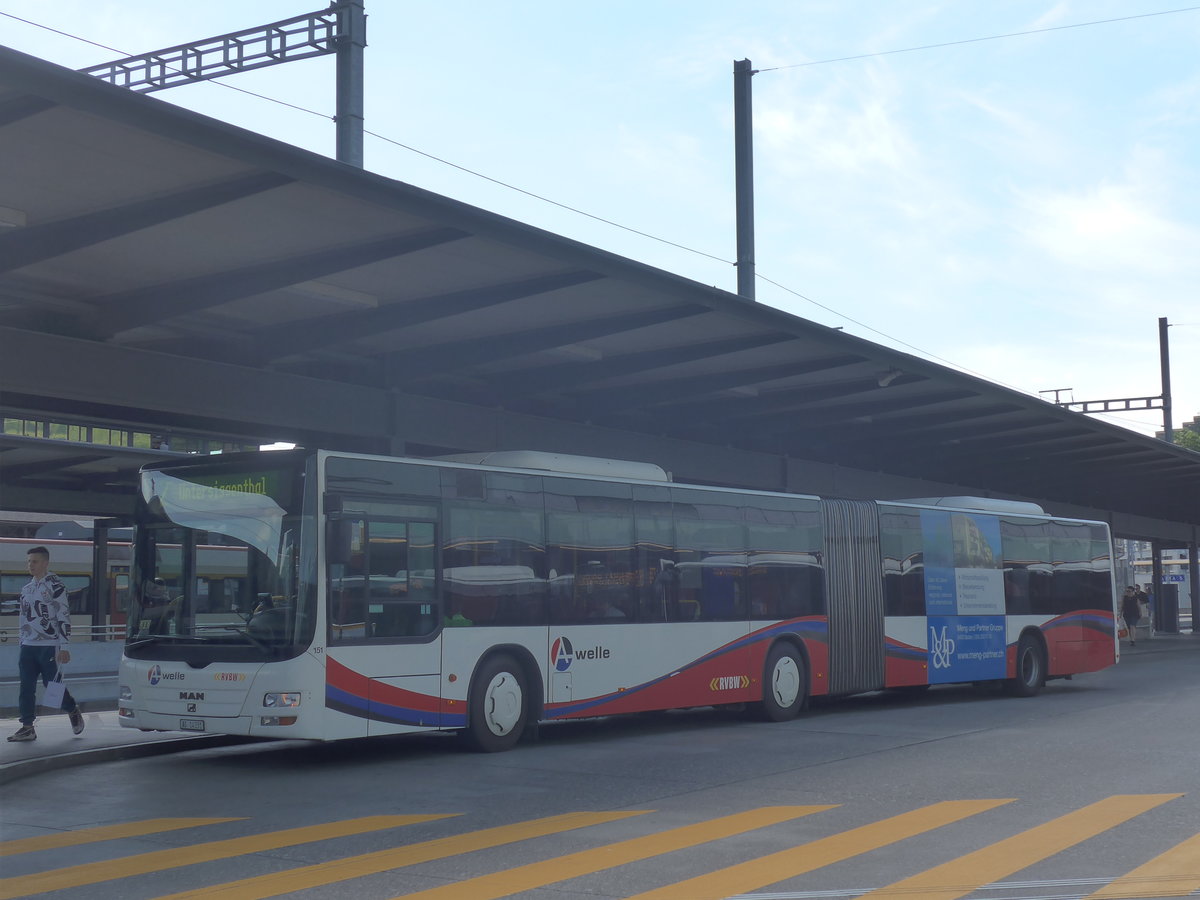 (217'397) - RVBW Wettingen - Nr. 151/AG 14'331 - MAN am 30. Mai 2020 beim Bahnhof Baden