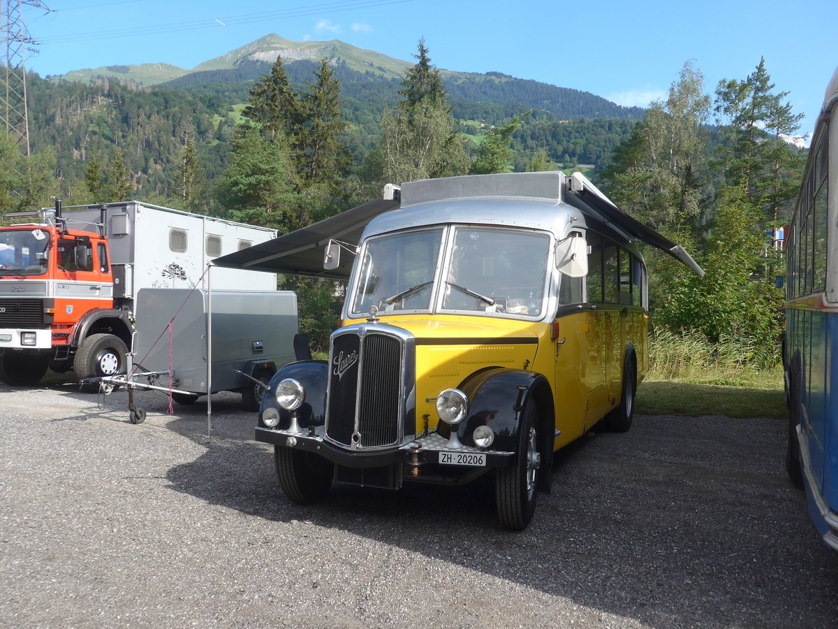 (219'702) - Langenegger A., Wdenswil - ZH 20'206 - Saurer/Krapf (ex Tscharner, Thusis) am 16. August 2020 in Grsch, Bergbahnen