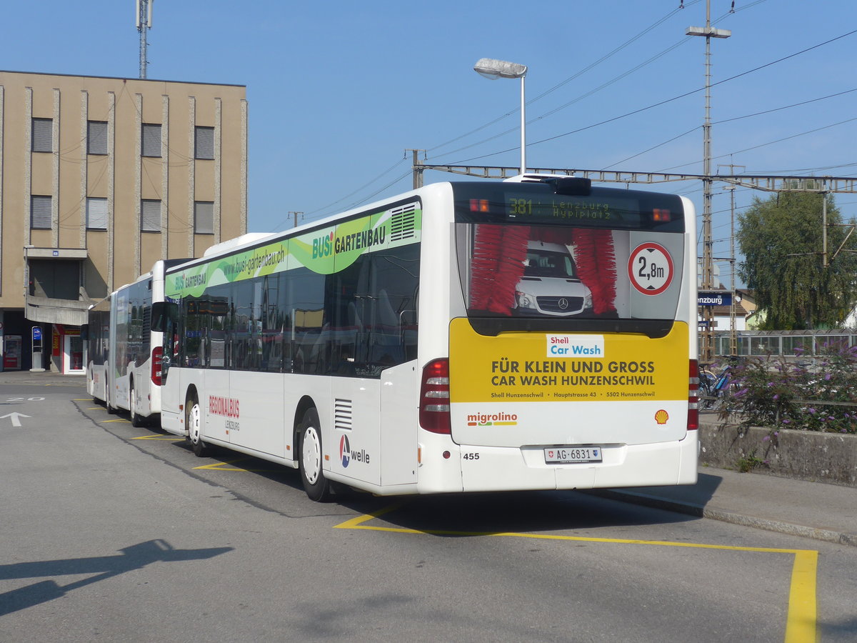 (220'734) - Knecht, Windisch - Nr. 455/AG 6831 - Mercedes am 13. September 2020 beim Bahnhof Lenzburg