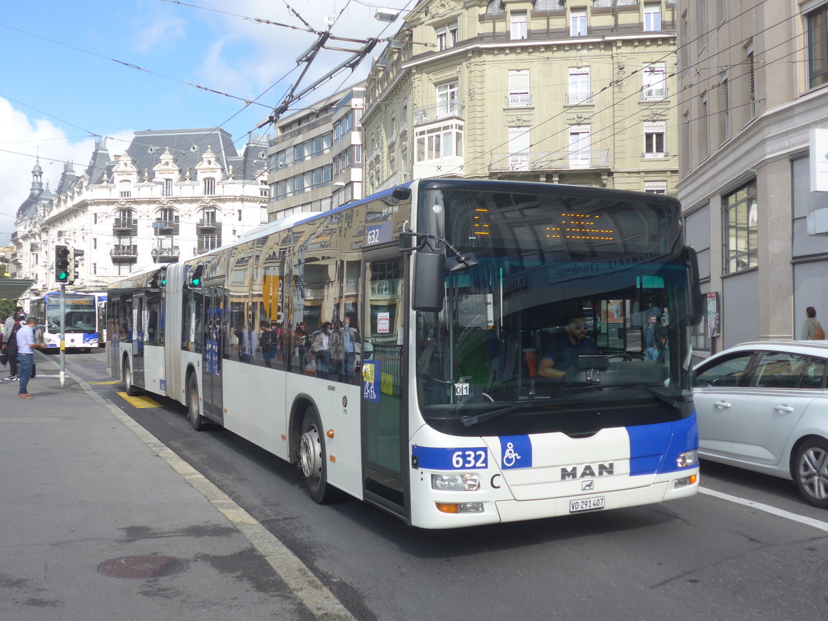 (221'072) - TL Lausanne - Nr. 632/VD 291'407 - MAN am 23. September 2020 in Lausanne, Bel-Air