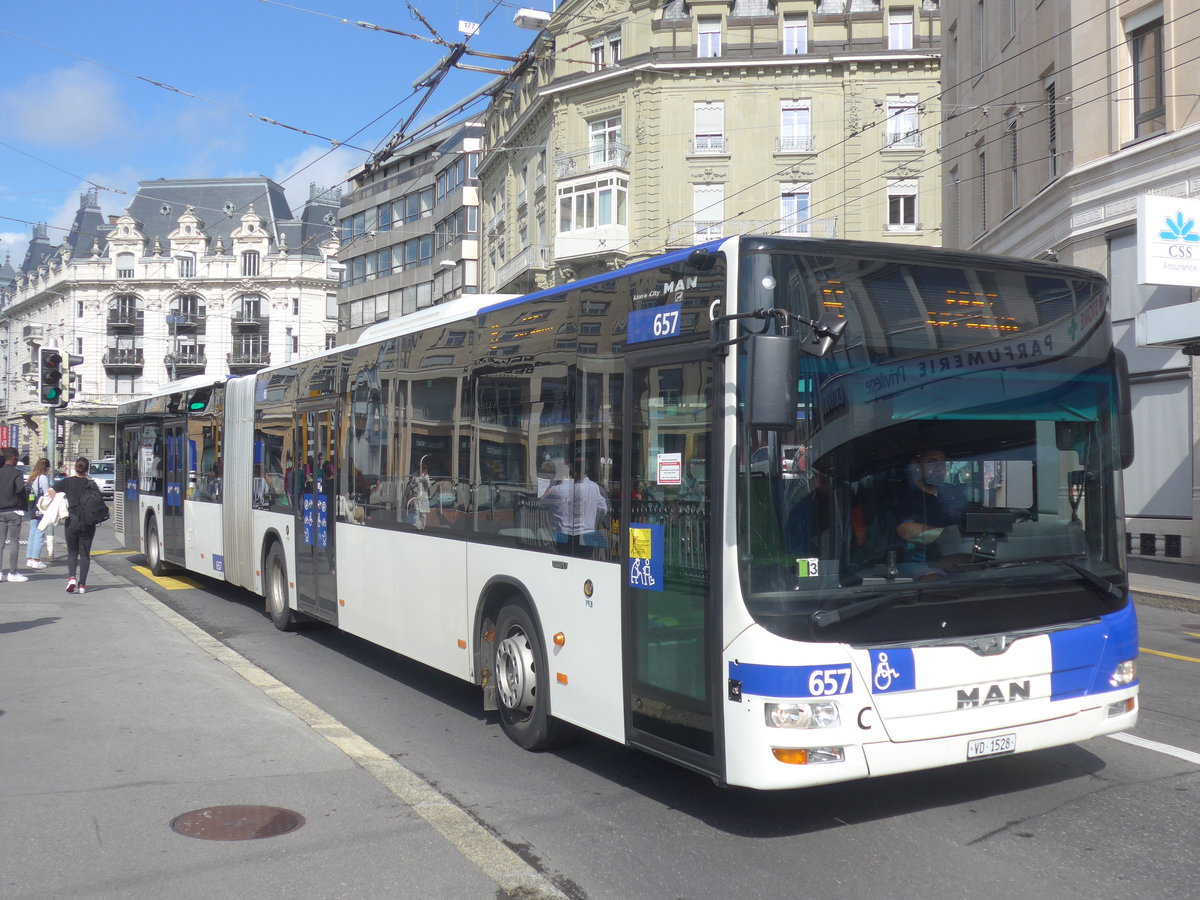 (221'088) - TL Lausanne - Nr. 657/VD 1528 - MAN am 23. September 2020 in Lausanne, Bel-Air