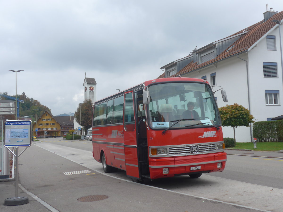 (221'828) - Biegger, Uster - Nr. 31/GL 1946 - Setra (ex AFA Adelboden Nr. 31; ex AFA Adelboden Nr. 10; ex Frhlich, Zrich) am 12. Oktober 2020 beim Bahnhof Bauma