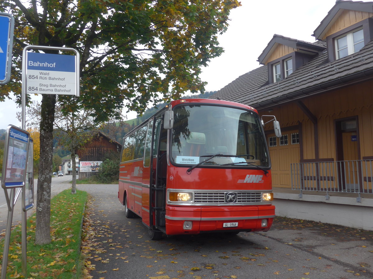 (221'885) - Biegger, Uster - Nr. 31/GL 1946 - Setra (ex AFA Adelboden Nr. 31; ex AFA Adelboden Nr. 10; ex Frhlich, Zrich) am 12. Oktober 2020 beim Bahnhof Gibswil