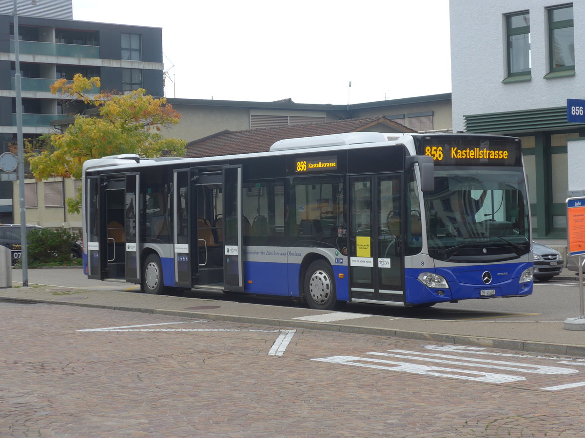 (221'896) - VZO Grningen - Nr. 8/ZH 41'408 - Mercedes am 12. Oktober 2020 beim Bahnhof Wetzikon