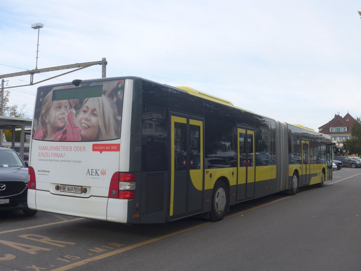 (222'083) - STI Thun - Nr. 701/BE 849'701 - MAN am 19. Oktober 2020 in Thun, CarTerminal