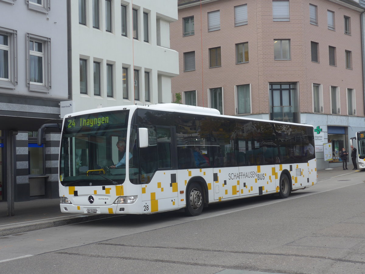 (222'186) - SB Schaffhausen - Nr. 28/SH 54'328 - Mercedes am 21. Oktober 2020 beim Bahnhof Schaffhausen