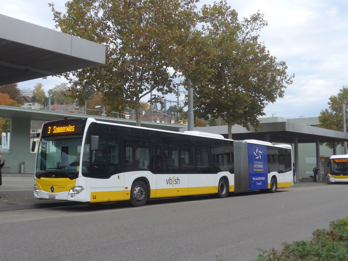 (222'191) - VBSH Schaffhausen - Nr. 14/SH 38'014 - Mercedes am 21. Oktober 2020 beim Bahnhof Schaffhausen