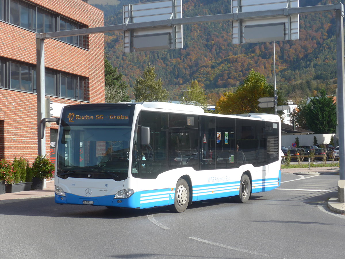 (222'412) - Aus der Schweiz: RTB Altstten - Nr. 78/SG 138'232 - Mercedes am 22. Oktober 2020 beim Bahnhof Schaan