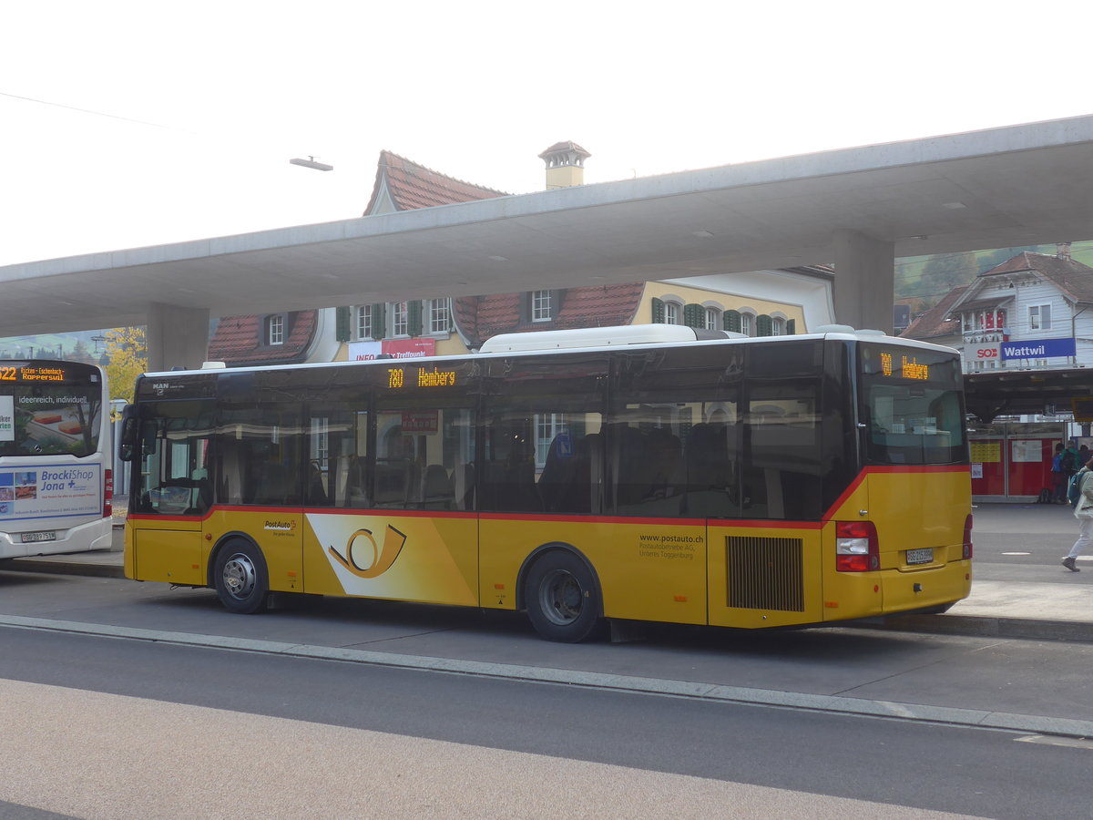 (222'466) - Postautobetriebe Unteres Toggenburg, Ganterschwil - SG 215'399 - MAN/Gppel am 22. Oktober 2020 beim Bahnhof Wattwil