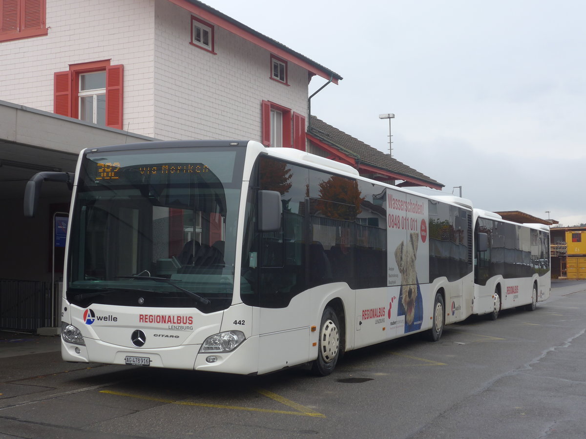 (222'829) - Knecht, Windisch - Nr. 442/AG 478'916 - Mercedes am 1. November 2020 beim Bahnhof Mgenwil