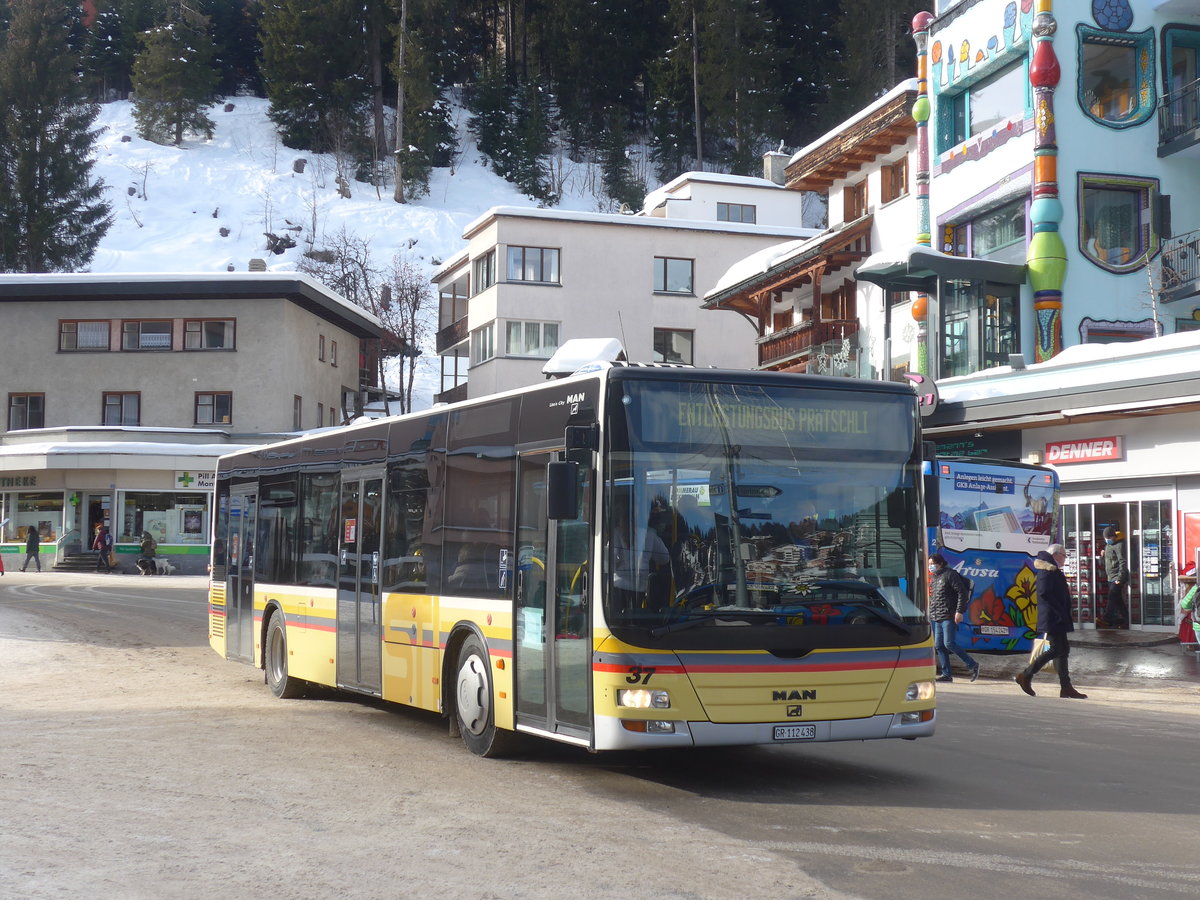 (223'221) - Pfosi, Arosa - Nr. 14/GR 112'438 - MAN (ex Regiobus, Gossau Nr. 37; ex STI Thun Nr. 124) am 2. Januar 2021 in Arosa, Post