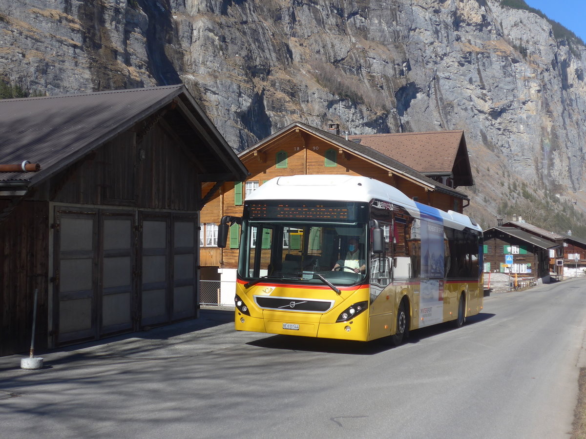 (223'746) - PostAuto Bern - BE 610'544 - Volvo am 25. Februar 2021 in Stechelberg, Post