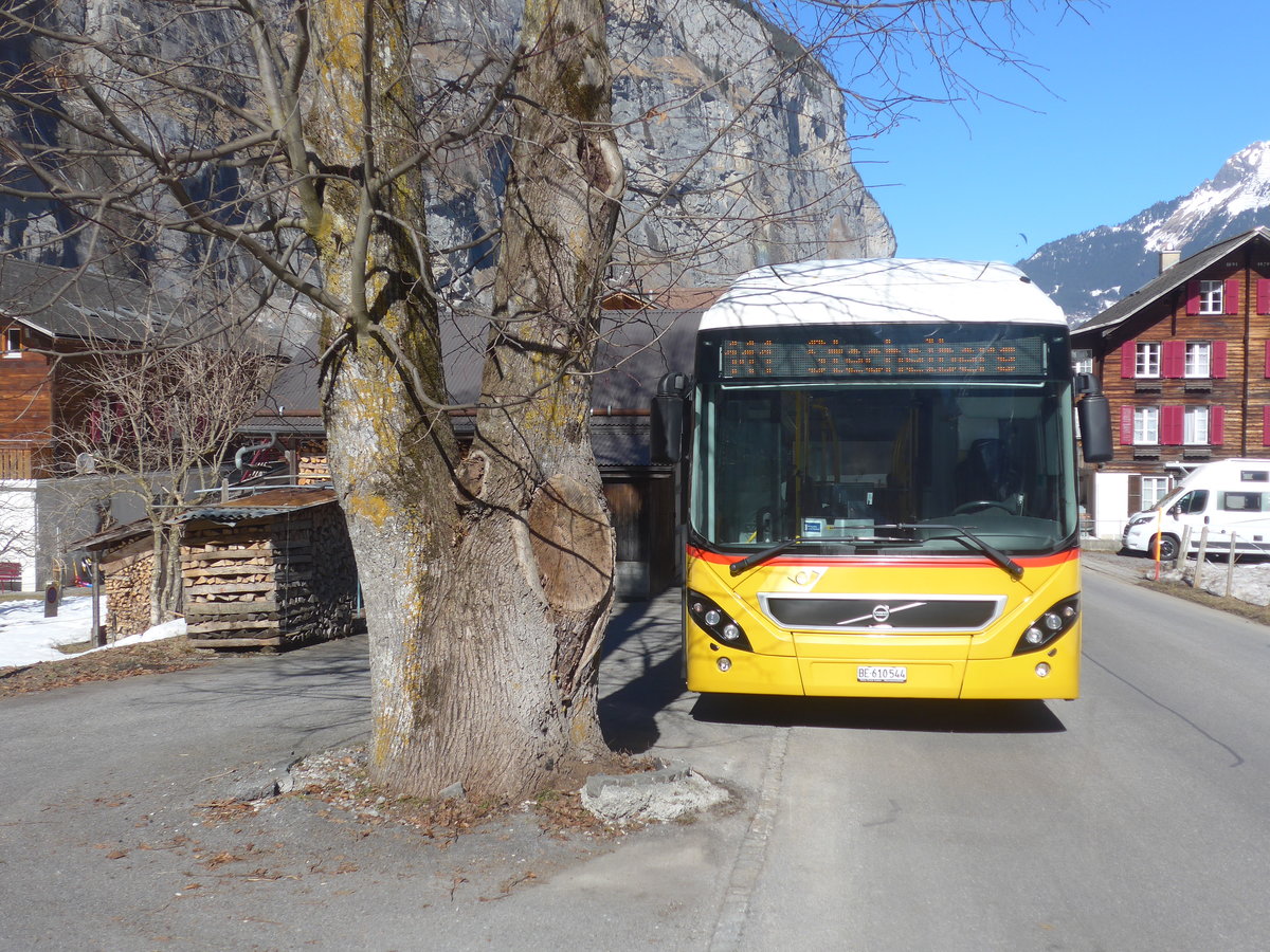 (223'747) - PostAuto Bern - BE 610'544 - Volvo am 25. Februar 2021 in Stechelberg, Post