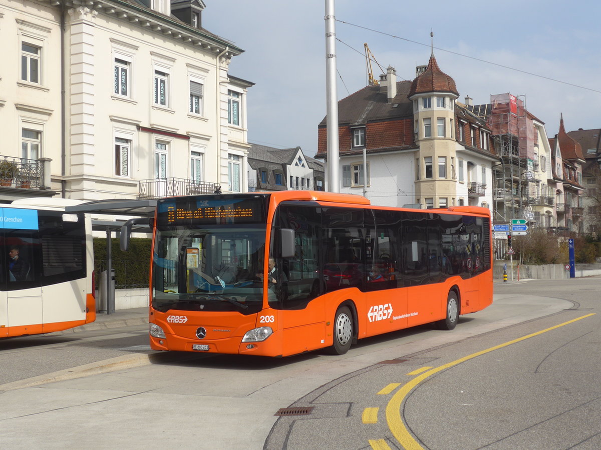 (223'955) - RBS Worblaufen - Nr. 203/BE 800'203 - Mercedes am 4. Mrz 2021 beim Hauptbahnhof Solothurn