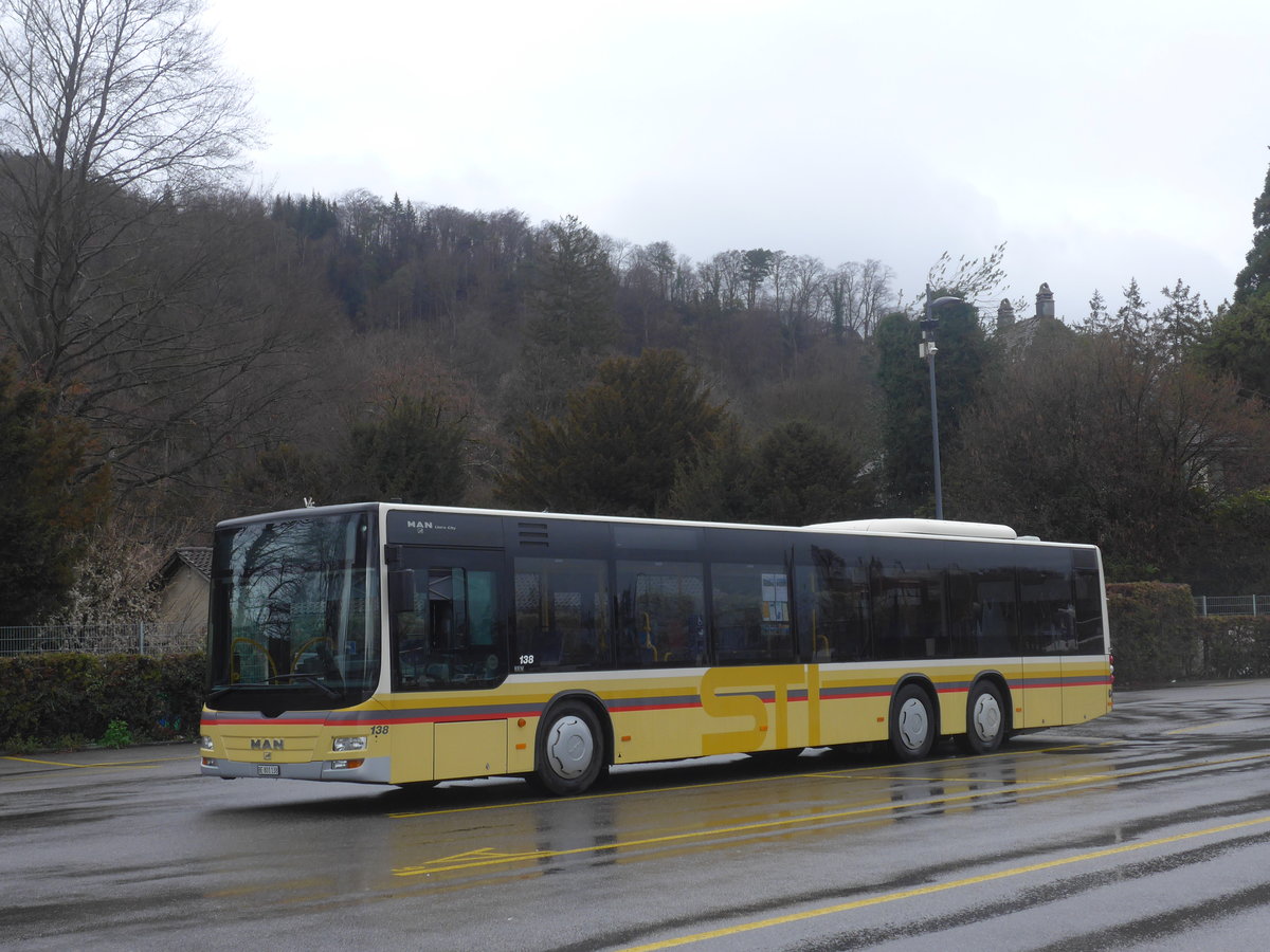 (224'352) - STI Thun - Nr. 138/BE 801'138 - MAN am 27. Mrz 2021 bei der Schifflndte Thun