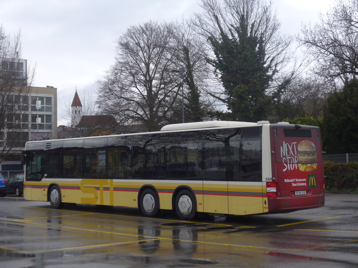 (224'353) - STI Thun - Nr. 138/BE 801'138 - MAN am 27. Mrz 2021 bei der Schifflndte Thun