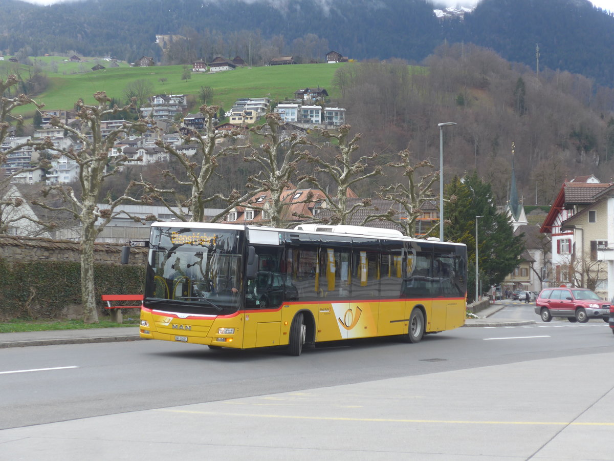 (224'370) - PostAuto Zentralschweiz - Nr. 9/OW 10'001 - MAN (ex Dillier, Sarnen Nr. 9) am 27. Mrz 2021 beim Bahnhof Sarnen