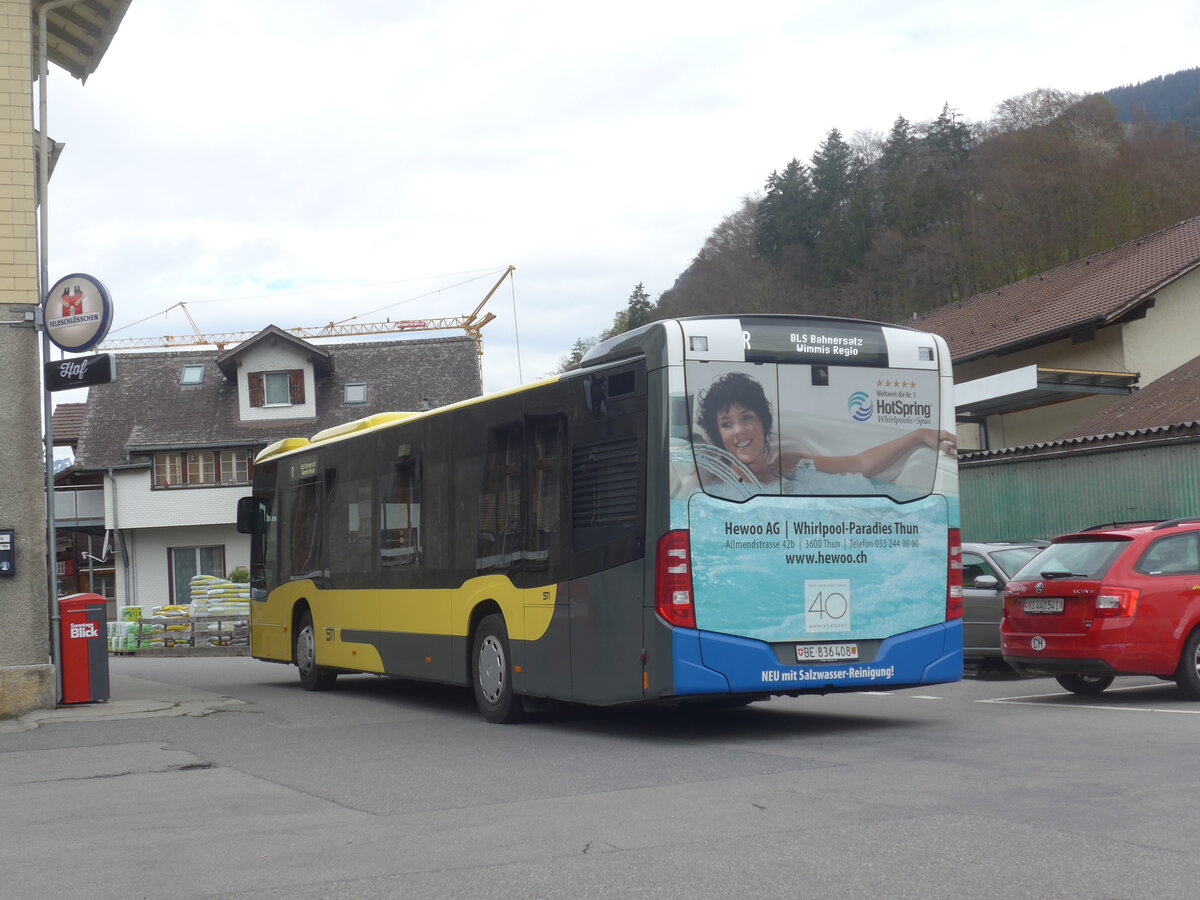 (225'337) - STI Thun - Nr. 408/BE 836'408 - Mercedes am 30. April 2021 beim Bahnhof Oey-Diemtigen