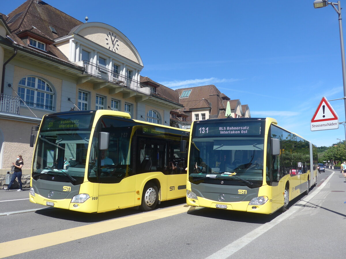 (226'027) - STI Thun - Nr. 709/BE 865'709 - Mercedes am 26. Juni 2021 beim Bahnhof Spiez