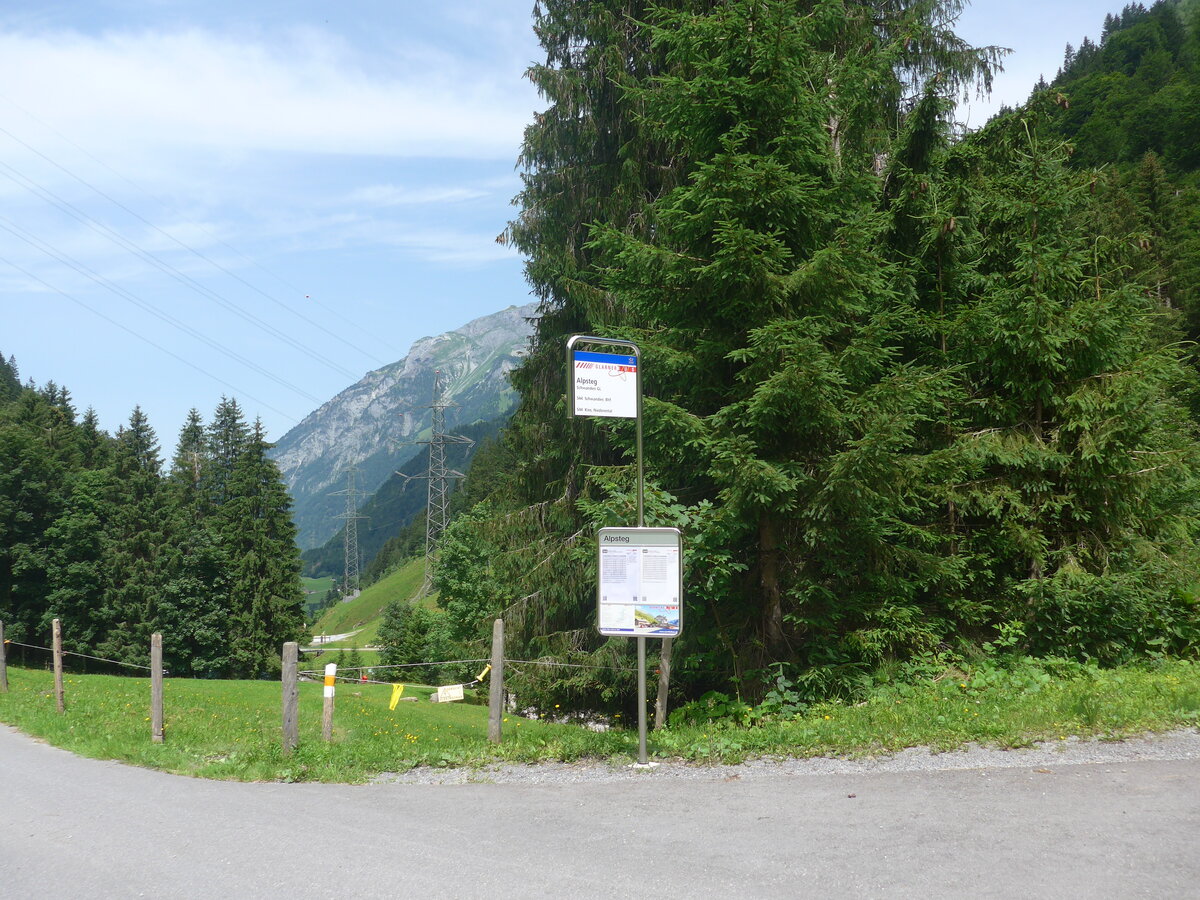 (226'458) - AS-Haltestelle am 12. Juli 2021 in Schwanden, Alpsteg