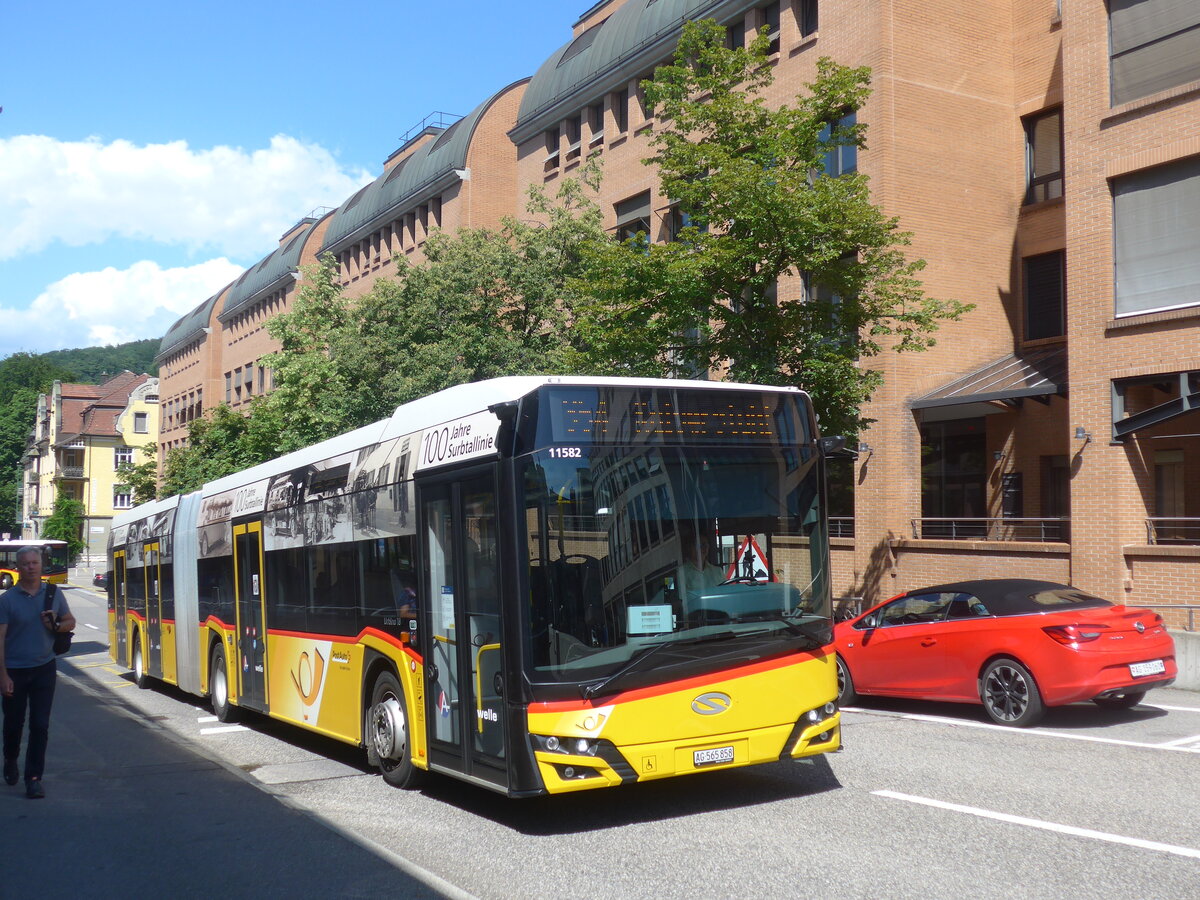 (226'617) - PostAuto Nordschweiz - AG 565'858 - Solaris am 19. Juli 2021 beim Bahnhof Baden