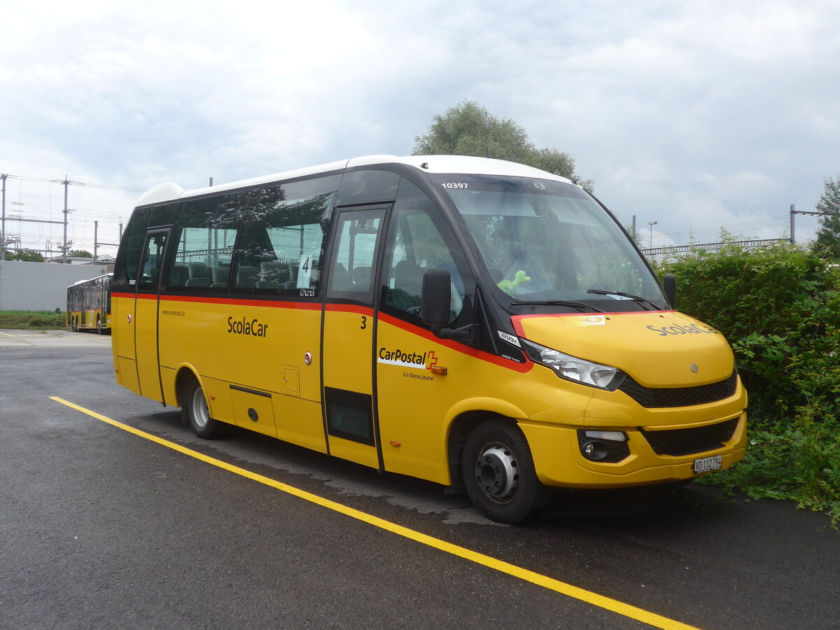 (226'884) - CarPostal Ouest - VD 112'794 - Iveco/UNVI am 1. August 2021 in Yverdon, Garage