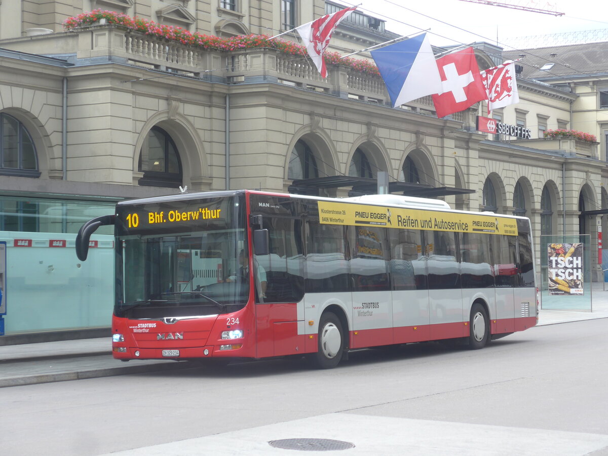 (227'140) - SW Winterthur - Nr. 234/ZH 329'234 - MAN am 8. August 2021 beim Hauptbahnhof Winterthur