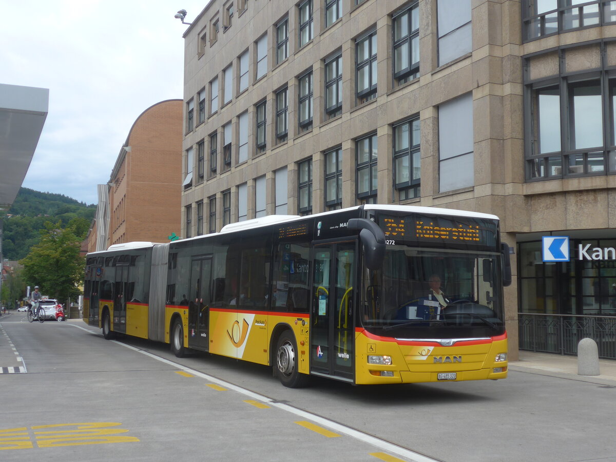 (227'222) - PostAuto Nordschweiz - AG 485'320 - MAN am 9. August 2021 beim Bahnhof Baden