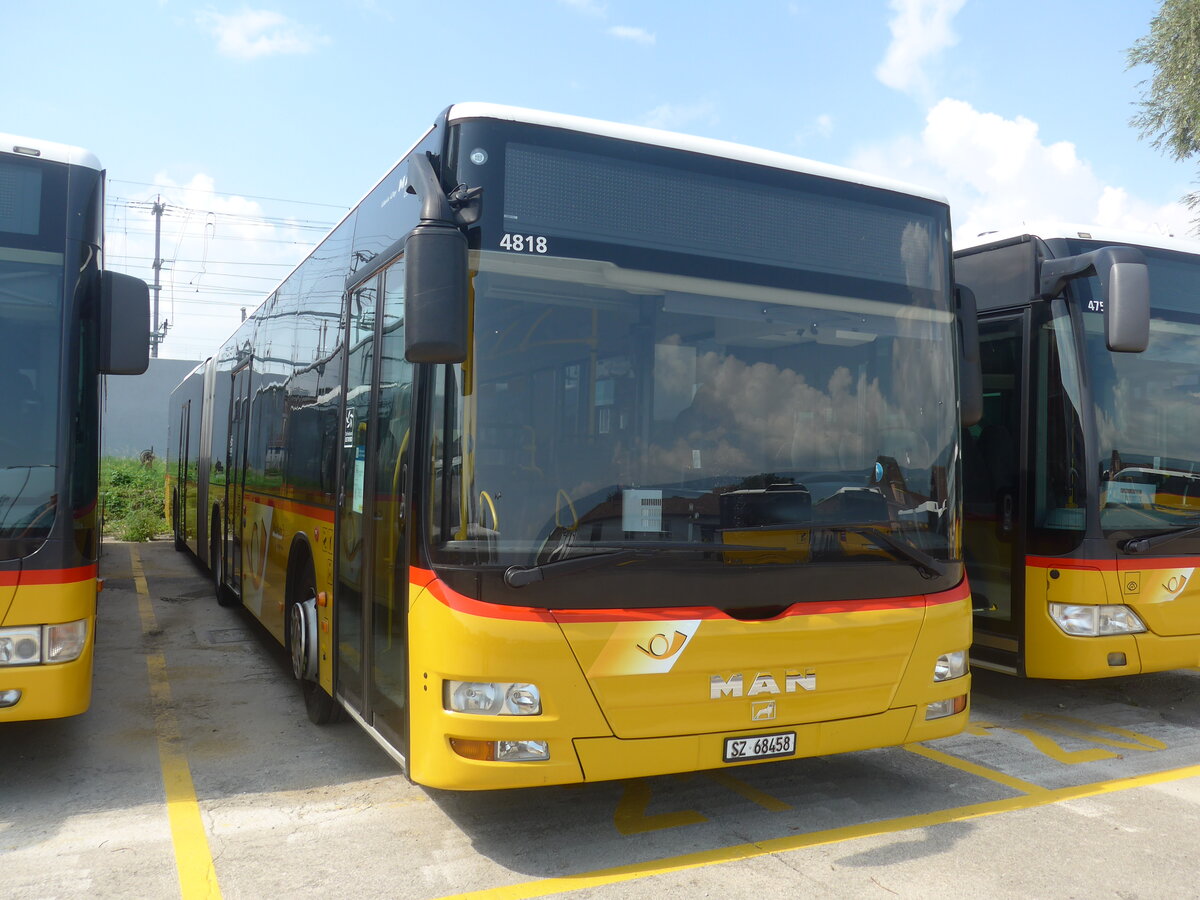 (227'298) - PostAuto Ostschweiz - SZ 68'458 - MAN (ex SZ 44'040; ex Kistler, Reichenburg) am 15. August 2021 in Yverdon, Garage