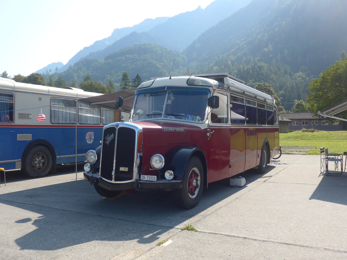 (227'443) - Morger, Horgenberg - ZH 73'310 - Saurer/Tscher (ex P 23'167; ex Casper, Lenzerheide) am 21. August 2021 in Interlaken, Flugplatz