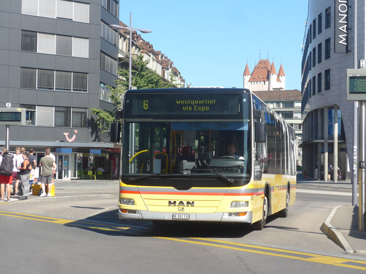 (227'812) - STI Thun - Nr. 130/BE 801'130 - MAN am 5. September 2021 beim Bahnhof Thun