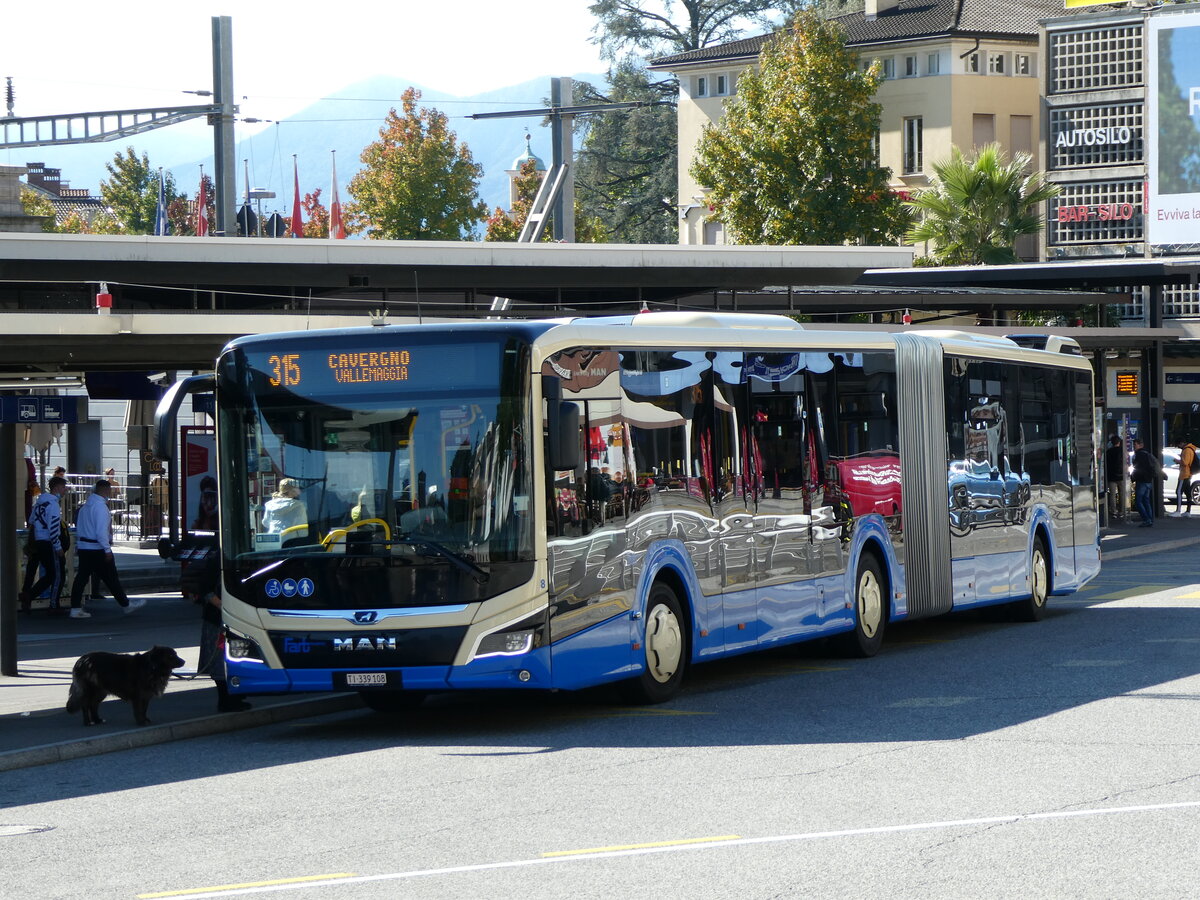 (229'159) - FART Locarno - Nr. 8/TI 339'108 - MAN am 14. Oktober 2021 beim Bahnhof Locarno