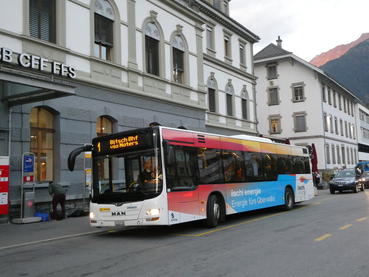 (229'282) - PostAuto Wallis - VS 449'119 - MAN am 15. Oktober 2021 beim Bahnhof Brig